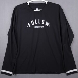 Follow Riding Division Long Sleeve Rash Guard Shirt Mens XXL Black White Graphic